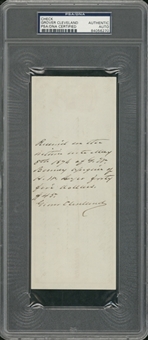 1876 Grover Cleveland Signed Encapsulated Check - PSA/DNA Auth